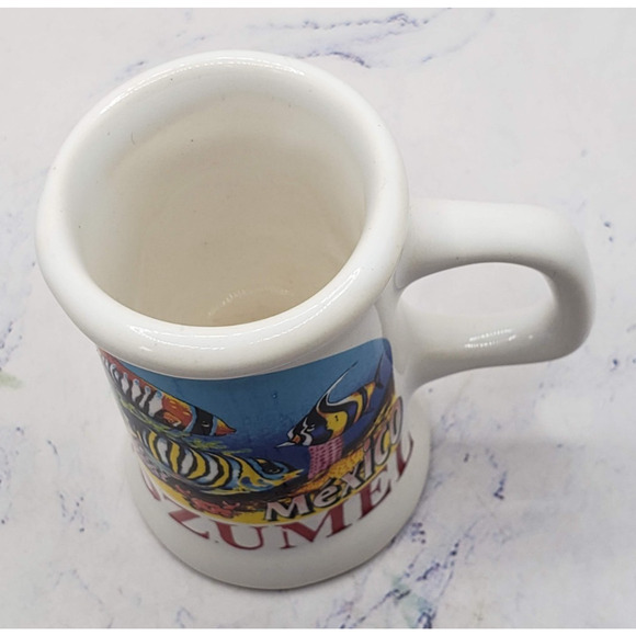Cozumel Mexico Souvenir Miniature White Ocean Fish Ceramic Toothpick Holder Mug - Picture 6 of 10